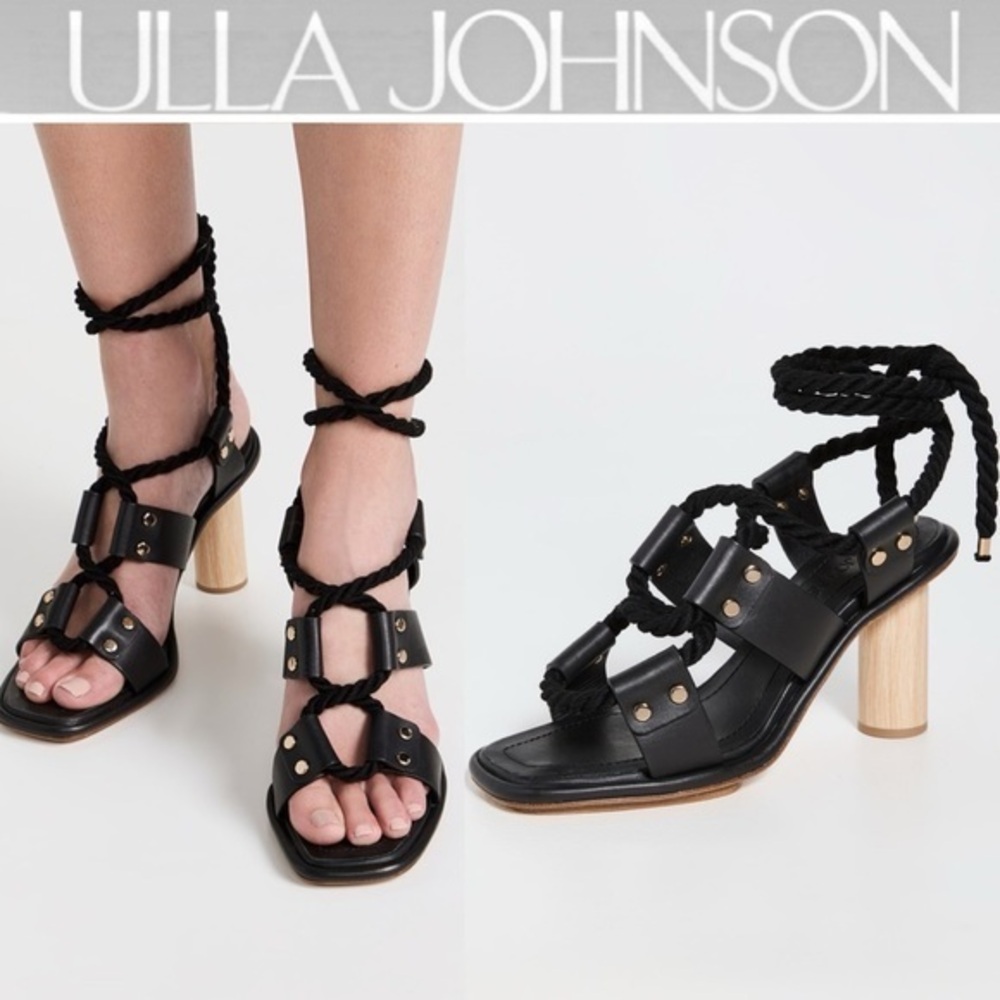 Ulla Johnson Elvie Rope High Heels in Black 595$